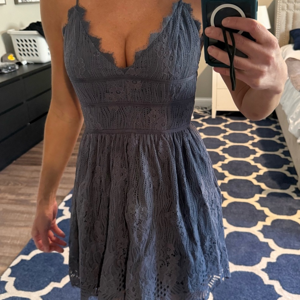 Elegant Lace Dress in Gray